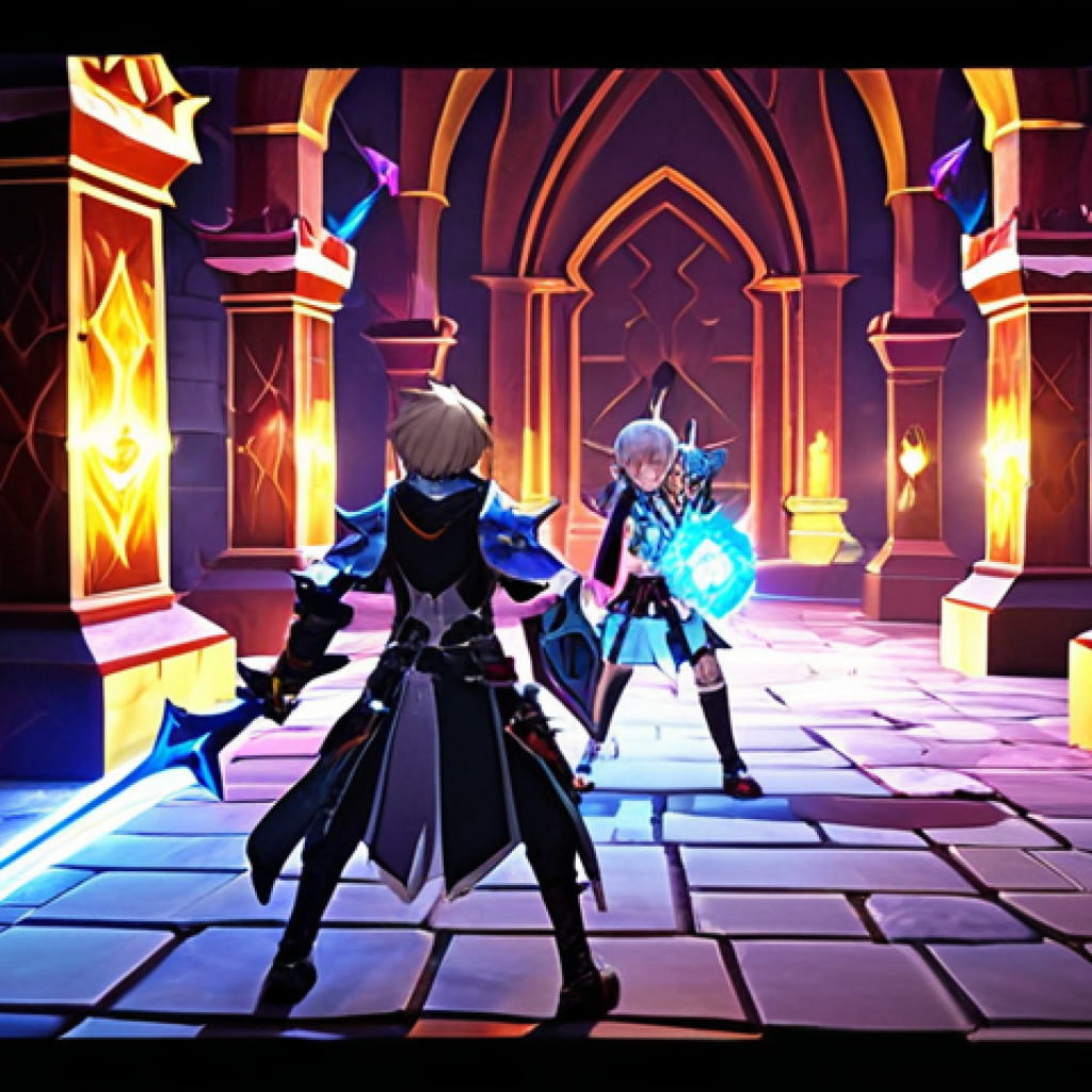 **

Prompt: Elsword game scene, a group of players in a Secret Dungeon, battling monsters and collecting glowing magic stones, action pose, vibrant colors, fantasy environment.

**