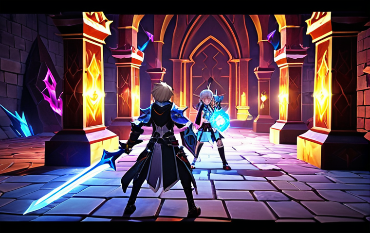 **
Prompt: Elsword game scene, a group of players in a Secret Dungeon, battling monsters and collecting glowing magic stones, action pose, vibrant colors, fantasy environment.
**