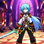 **Prompt for Image 1 (Normal Mode):**
    "A cheerful and relaxed Elsword character, like Elsword or Aisha, is confidently soloing through a bright, colorful dungeon. Small, easily defeated monsters are scattered around, and the character is performing basic, fluid attacks with a sense of ease. The scene should evoke a feeling of simple enjoyment, learning, and comfortable exploration, perfect for a new player. The environment is vibrant and inviting. RPG game screenshot style, full shot, fantasy setting."